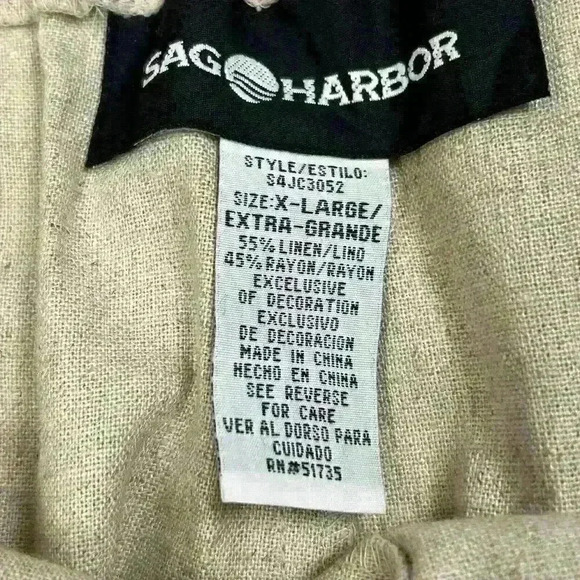 Sag Harbor VTG Womens LG/XL Tan Button Up Blouse and Pants 2 pc Set Linen Blend - Picture 13 of 16